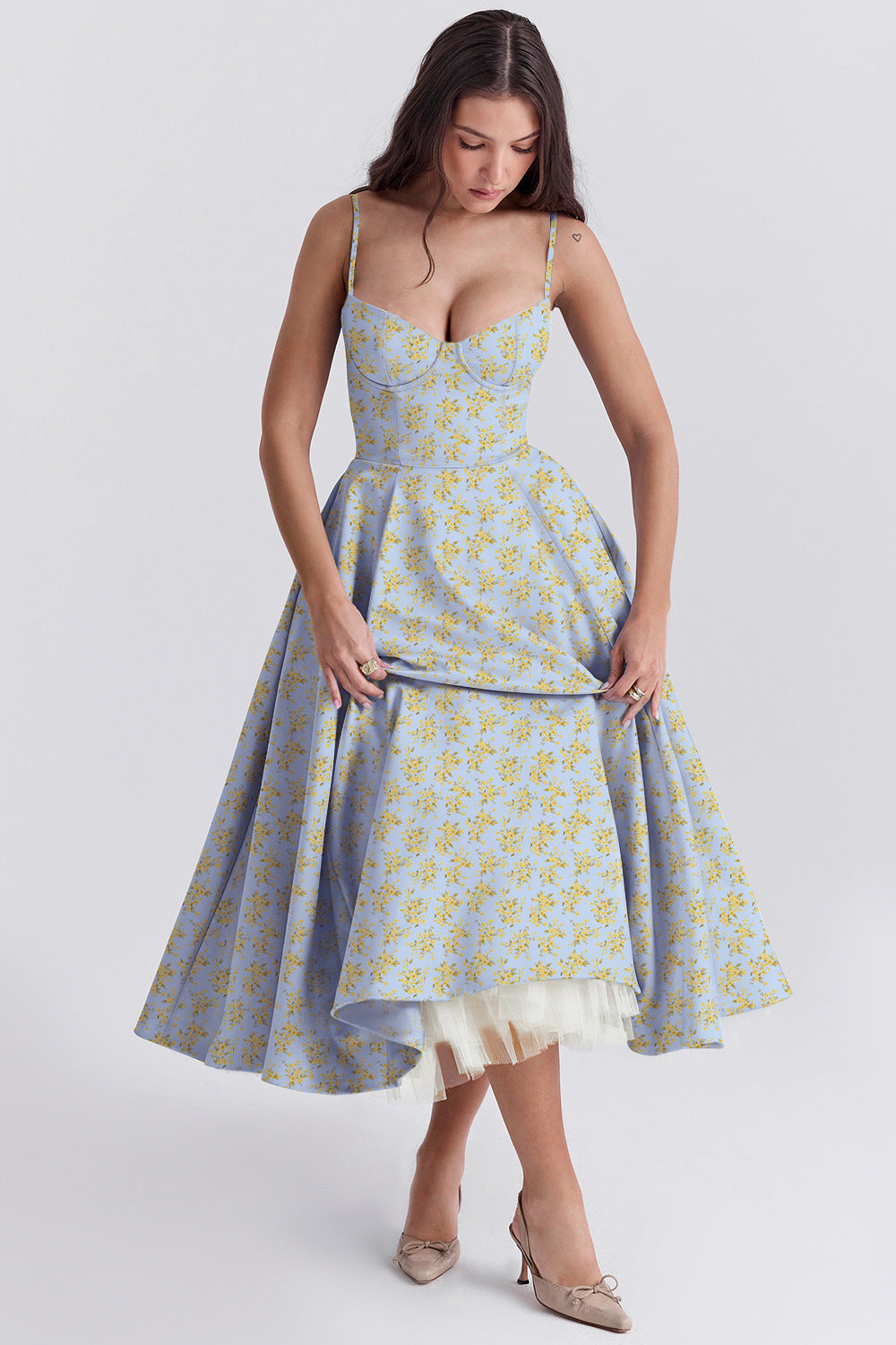 Robe de bal bustier en tulle à double épaisseur