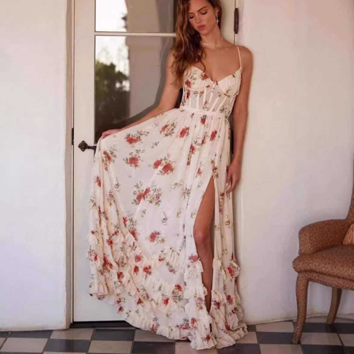 Robe longue élégante cintrée